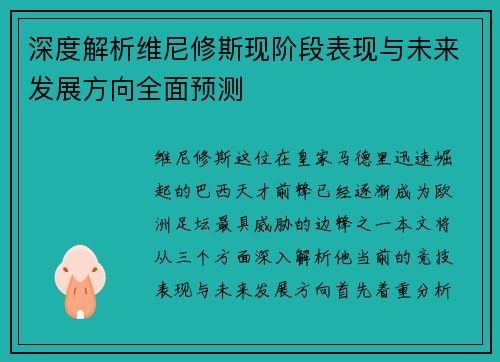 深度解析维尼修斯现阶段表现与未来发展方向全面预测